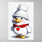 Niedliche Cartoon-Ente in einem Hut und Scarf | Ar Poster (Vorne)