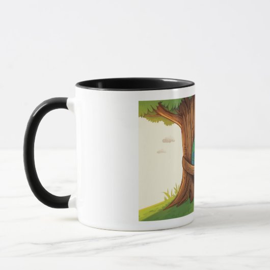 Niedliche Cartoon Erde umarmt einen Baum Tasse (Links)
