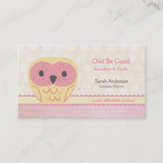 Niedliche Cartoon-Eulen-Shabby Visitenkarte (Vorderseite)