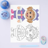 Niedliche Cartoon-Farbseite Flyer (Einzeln)