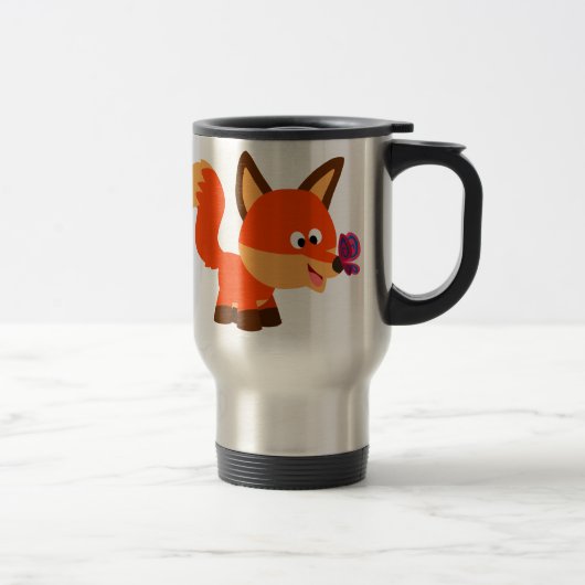 Niedliche Cartoon Fox und Schmetterling-Tasse Reisebecher (Rechts)