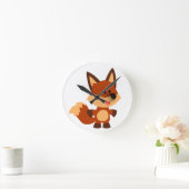 Niedliche Cartoon-Fox-Wall-Uhr Runde Wanduhr (Zuhause)