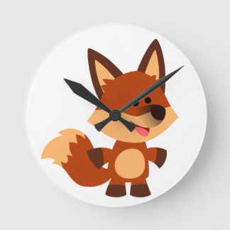 Niedliche Cartoon-Fox-Wall-Uhr Runde Wanduhr