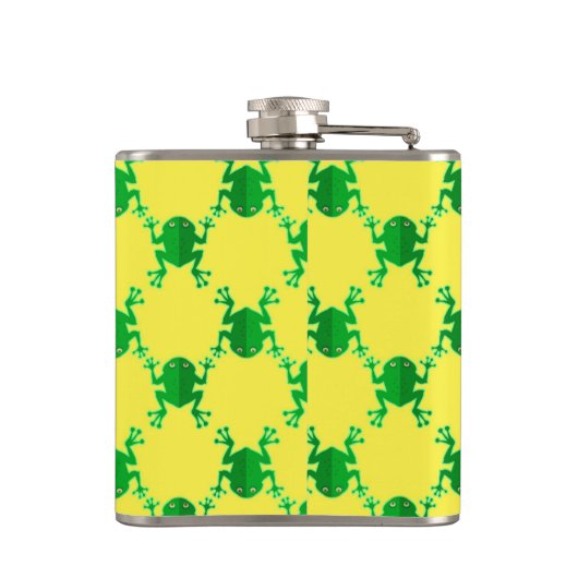 Niedliche Cartoon-Frösche Flachmann (Rückseite)