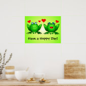 Niedliche Cartoon Frösche haben einen hoppengrünen Poster (Küche)