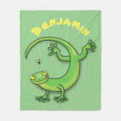 Niedliche Cartoon-Geckos-Illustration Fleecedecke (Vorderseite)