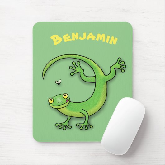 Niedliche Cartoon-Geckos-Illustration Mousepad (Mit Mouse)