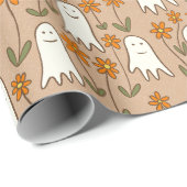Niedliche Cartoon Geister im GartenHalloween Geschenkpapier (Rolleneckpunkt)