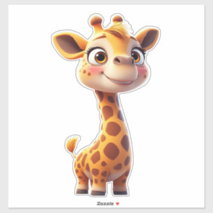 Niedliche Cartoon-Giraffe steht fröhlich Aufkleber