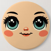 niedliche Cartoon Girls Faces Art Button (Vorderseite)