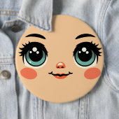 niedliche Cartoon Girls Faces Art Button (Beispiel)