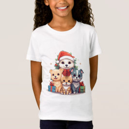 Niedliche Cartoon-Haustiere, Weihnachtsbilder T-Shirt