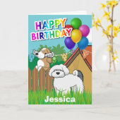 Niedliche Cartoon Hunde Nachbarn Geburtstage Karte (Gelbe Blume)