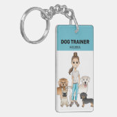 Niedliche Cartoon Hunde und ein Cartoon Mädchen -  Schlüsselanhänger (Vorderseite links)