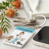 Niedliche Cartoon Hunde und ein Cartoon Mädchen -  Schlüsselanhänger (Vorderseite rechts)