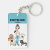 Niedliche Cartoon Hunde und ein Cartoon Mädchen -  Schlüsselanhänger (Rückseite)