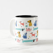 Niedliche Cartoon Hunde Zweifarbige Tasse (Vorderseite Links)