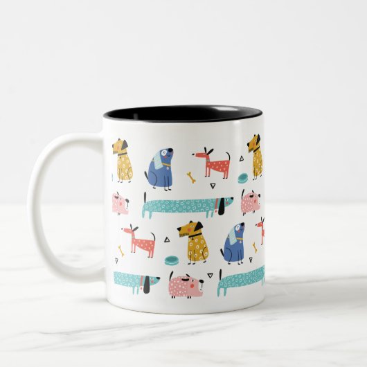 Niedliche Cartoon Hunde Zweifarbige Tasse (Links)