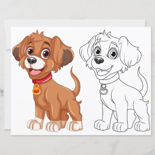 Niedliche Cartoon-Hundeinfärbungsseite (Vorderseite)