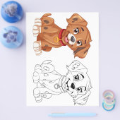 Niedliche Cartoon-Hundeinfärbungsseite Flyer (Einzeln)