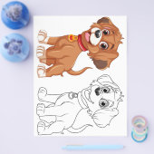 Niedliche Cartoon-Hundeinfärbungsseite Flyer (Einzeln)