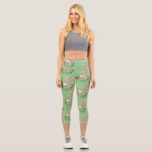 Niedliche Cartoon-Illustration Capri Leggings (Vorderseite)