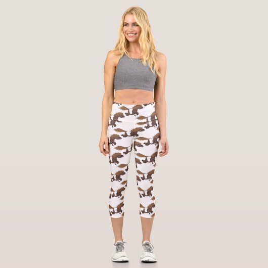 Niedliche Cartoon-Illustration Capri Leggings (Vorderseite)