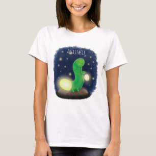 Niedliche Cartoon-Illustration für grünen Glühw T-Shirt