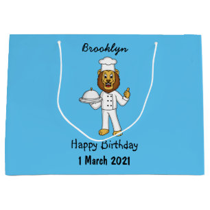 Niedliche Cartoon-Illustration für Löwen-Koch Große Geschenktüte