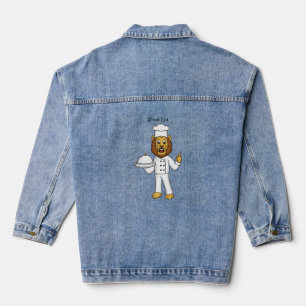 Niedliche Cartoon-Illustration für Löwen-Koch Jeansjacke