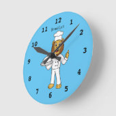 Niedliche Cartoon-Illustration für Löwen-Koch Runde Wanduhr (Winkel)
