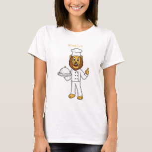 Niedliche Cartoon-Illustration für Löwen-Koch T-Shirt