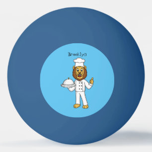 Niedliche Cartoon-Illustration für Löwen-Koch Tischtennisball