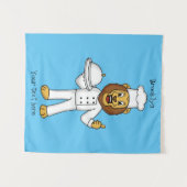 Niedliche Cartoon-Illustration für Löwen-Koch Wandteppich (Vorderseite (Horizontal))