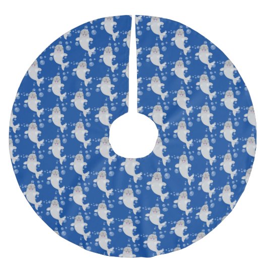 Niedliche Cartoon-Illustration Polyester Weihnachtsbaumdecke (Vorderseite)