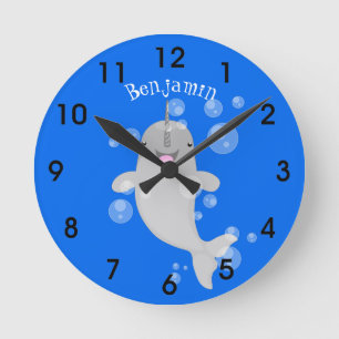 Niedliche Cartoon-Illustration Runde Wanduhr