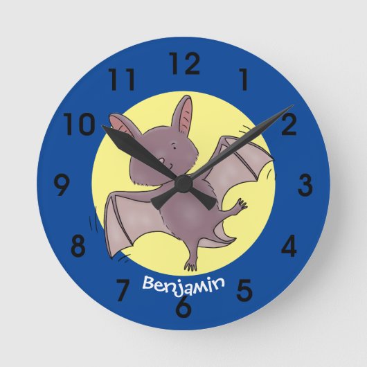 Niedliche Cartoon-Illustration Runde Wanduhr (Vorderseite)