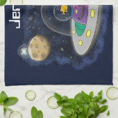 Niedliche Cartoon-Illustration über Fische im Welt Geschirrtuch (Gefaltet)