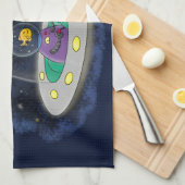 Niedliche Cartoon-Illustration über Fische im Welt Geschirrtuch (Viertel Falte)