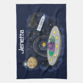 Niedliche Cartoon-Illustration über Fische im Welt Geschirrtuch (Vertikal)