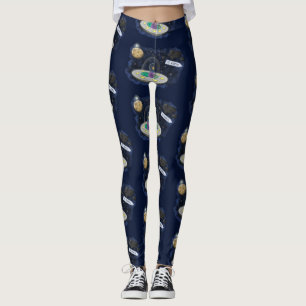 Niedliche Cartoon-Illustration über Fische im Welt Leggings