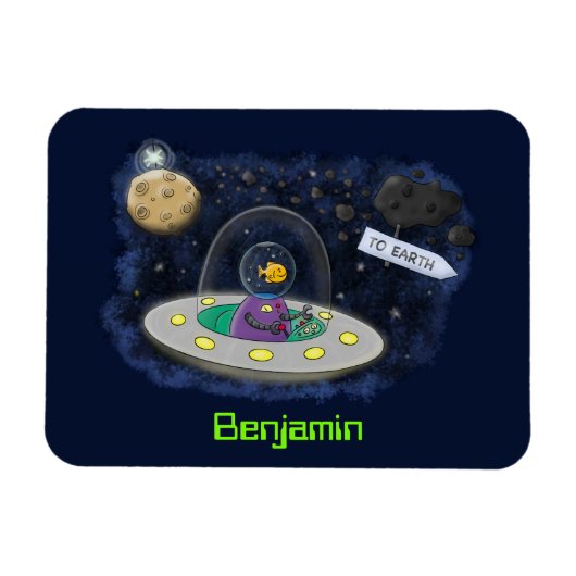 Niedliche Cartoon-Illustration über Fische im Welt Magnet (Horizontal)