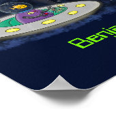 Niedliche Cartoon-Illustration über Fische im Welt Poster (Ecke)