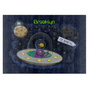 Niedliche Cartoon-Illustration über Fische im Welt Schneidebrett