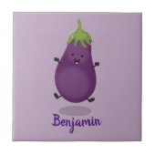 Niedliche Cartoon-Illustration von Auberginen Fliese (Vorderseite)