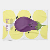 Niedliche Cartoon-Illustration von Auberginen Geschirrtuch (Horizontal)