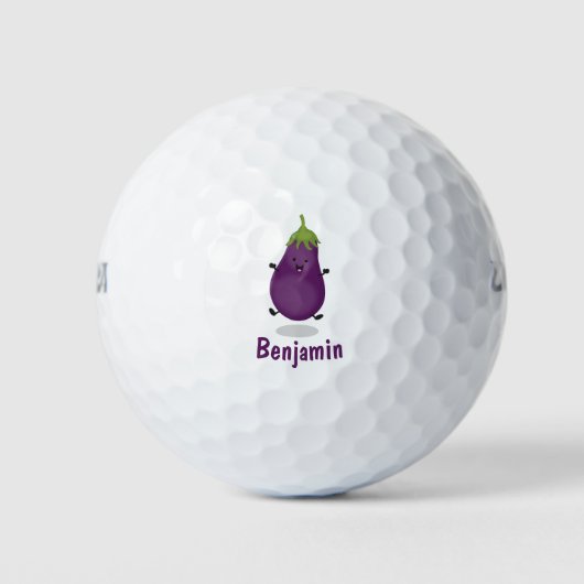 Niedliche Cartoon-Illustration von Auberginen Golfball (Vorderseite)