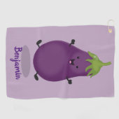 Niedliche Cartoon-Illustration von Auberginen Golfhandtuch (Horizontal)