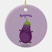 Niedliche Cartoon-Illustration von Auberginen Keramik Ornament (Hinten)
