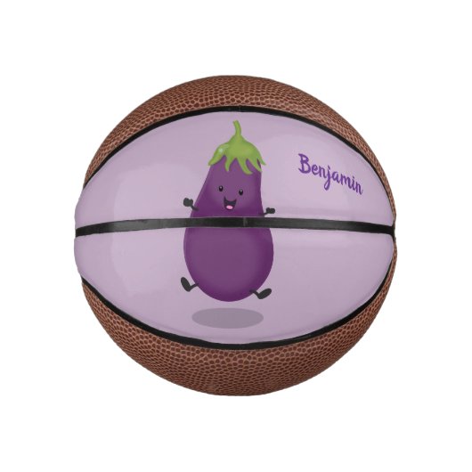 Niedliche Cartoon-Illustration von Auberginen Mini Basketball (Vorderseite)